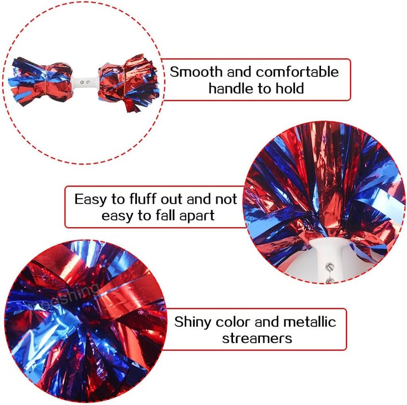 Hooshing 2PCS Pom Poms Cheerleading Professional Cheer Pom Poms with Baton Handle (No Zip Tie) for Cheer Squad Team Sports Spirited Party Dance Training - Image 4
